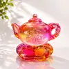 Ornamento de Bule de Chá de Cristal com Alça Giratória, Modelo Mais Vendido de Jingdezhen, Mesmo Estilo que no Xiaohongshu, Bule para Mesa de Chá