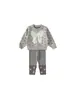 Ropa para Niños Youbao Conjunto para Niñas Primavera y Otoño Nuevo Suéter Cardigan con Lazo y Leggings de Patchwork Conjunto de Dos Piezas Infantil Moderno