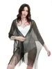 Popular Chal de Hilo Dorado y Plateado Estilo Europeo y Americano para Mujer, Cubierta Fina para Vestido de Noche con Borlas Decorativas, Bufanda de Seda Protectora del Sol