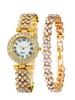 Tendência de moda versátil luxo diamante estrela elegante conjunto de pulseira de relógio de quartzo relógio de pulso presente lembrança
