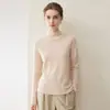 Suéter de malha 100% caxemira pura, novo estilo outono e inverno, pulôver feminino solto curto com gola semi-alta e bordas dobradas, suéter de base