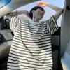 Camiseta de Rayas Estilo Americano de Manga Corta para Hombre, Verano Moderna Retro de Corte Holgado, Top Versátil Casual de Media Manga para Adolescentes