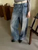Calça Jeans Lavada Vintage para Mulheres, Nova Calça Reta Lavada Degradê de Outono YE0218