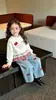 Blusa estilo coreano doce de desenho animado Hello Kitty para meninas, moletom com barra de renda xadrez para primavera e outono com calça jeans de perna larga bordada