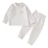 Conjunto de Algodón Copo de Nieve para Bebé Cintura Alta Protección de Barriga Top y Pantalón de Otoño Clase A Ropa Interior Infantil Conjunto Separado Pijama para Casa
