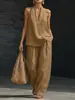 2026 Nuevo Sitio Independiente de Comercio Exterior Transfronterizo Europeo y Americano Ropa para Mujer Amazon Halter Cuello en V Sin Mangas Pantalones Casuales Conjunto para Mujer