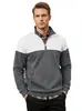 Sudadera con Bloques de Color de Comercio Electrónico Transfronterizo Temu Otoño/Invierno Nuevo Media Cremallera Cuello Alto Jacquard Casual Holgado para Hombre