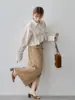 Rakuten Novo Produto 2026 Primavera/Outono Japonês/Coreano Comércio Exterior Blusa Listrada com Babados Blusa de Mangas Compridas com Botões de Flor Feminino