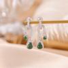 Brincos Yilu Prata S925 Prata Esterlina Banhado a Ouro Jade Cabacinha Formato U Leve Luxo Incrustado Moda Personalizado Alto Padrão Brincos de Tarraxa