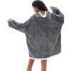 Manta Portátil Transfronteriza de Franela Manta Perezosa con Capucha de Terciopelo Espeso Manta con Capucha para Ocio al Aire Libre Bolsillo Grande Manta de Forro Polar