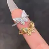 Anillo Retorcido de Mariposa Cepillada Tridimensional para Mujer, Apertura Exquisita, Lujo Ligero, Temperamento Exquisito, Anillo de Temperamento de Gama Alta