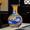 Jingdezhen Cerámica Jarrón Pastel Estilo Chino Sala de Estar Hogar Gabinete de Vino Estante Antiguo Decoraciones Arreglo Floral Adornos de Escritorio