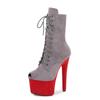 17cm AliExpress novo camurça salto agulha sapatos de pole dance zíper lateral sola grossa bico redondo botas curtas estilo europeu e americano botas de cavaleiro