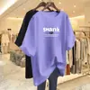Camiseta de Manga Corta Estilo Nuevo Comercio Exterior 2026 para Mujer, Holgada Talla Grande, Adelgazante, Cubre Vientre, Top Estampado de Media Manga