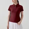 Nueva Camisa Polo con Cuello para Mujer, Color Sólido Ceñidor de Cintura Secado Rápido Ropa de Tenis, Versátil Manga Corta Deportiva Ropa de Yoga, Top de Fitness
