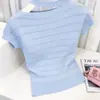 26 Suéter de Tricô Vazado Único e Exquisito Estilo Coreano para Mulheres, Nova Blusa Base Elegante de Verão para o Trabalho, Suéter de Manga Curta da Moda