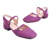 Zapatos Cuadrados de Gamuza Coreanos de Verano con Hebilla Baotou Sandalias Abiertas Sandalias de Tacón Bajo 40-43 Zapatos de Comercio Exterior