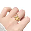 Anillo Rosa Popular de Esmalte Dorado Barbie Princesa Danza Mariposa de Xiaohongshu Anillo de Hortensia Perlada Versalles para Mujer