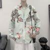 Camisa de manga comprida de cardigã exterior de lapela verde claro para meninos Verão Moda Nacional Bonito Estilo Coreano Camisa de vibração de alta qualidade