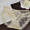 Calcinha Triângulo de Cetim e Renda Estilo Desejo Puro para Mulheres, Verão, Renda com Laço Vazada Respirável Forro 100% Algodão 1104