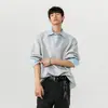 Novidades para o Outono de 2026: Moletom masculino estilo coreano, falso duas peças, gola de camisa, jaqueta de manga comprida com gola de lapela, casaco moderno de alta qualidade