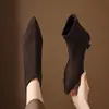 Primer Encuentro Botines Chelsea de Tacón Medio para Mujer Botines de Tacón Fino Ajustados Botas de Otoño/Invierno Botas Cortas Talla Grande 41