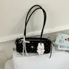 Bolso de axila de moda estilo coreano para mujer, bolso de nuevo estilo con lazo de lunares, bolso baguette, bolso de hombro único con temperamento de moda, bolso de mano