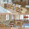 Armário de Jardim de Infância Estante de Armazenamento de Brinquedos Infantis Madeira Maciça Armário Montessori para Livros Ilustrados Estante de Livros Armário de Canto Multicamadas