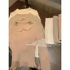 Chica de Aguas Blancas, Conjunto para Niñas 2.0: Suéter de punto con cuello Peter Pan y falda plisada de línea A, estilo coreano, atuendo puro e inocente para invierno