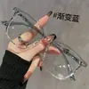 Gafas Transparentes con Gradiente para Miopía, Graduación Personalizable, Aptas para Hombres y Mujeres con Rostros Cuadrados y Redondos, un Esencial sin Maquillaje, Monturas de Gafas de Marco Grande