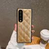 Funda plegable para Samsung Z Fold5, de piel brillante, con diseño rombal y bordado para mujer, ZFOLD4