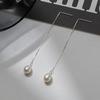 Aretes de perlas de plata esterlina 925 estilo coreano perla natural estilo de moda simple borla larga aretes de mujer accesorios para aretes