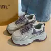 Tênis Chunky Dad Shoes Feminino Outono 2026 Novo Malha Respirável Para Pessoas Baixas Versátil Aumenta Altura Sola Grossa Casual Esportivo