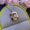 Pingente de Cristal Amarelo Puro Natural Enviado, Definitivamente Não Colorido por Cozimento Piezoelétrico Prata 925 Fina Incrustada Pedra Principal 7*9mm