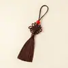 Marcador de página con borla y cuentas de 6 cm, decoración, accesorio para unidad flash USB, colgante de nudo chino