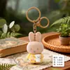 Llavero Colgante de Conejo con Flor Flocada Creativo, Decoración de Mochila Estilo Mejor Amigo, Lindo Regalo, Venta al por Mayor de Artículos Pequeños