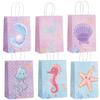 Bolsa de Regalo de Cumpleaños para Niños Serie Océano Bolsa de Regalo de Sirena Bolsa de Papel Kraft Bolsa de Compras Bolsa de Mano para Fiesta
