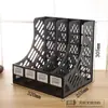 Archivador de cuatro columnas, estantería para libros de estudiantes, cesta para archivar suministros de oficina, caja de almacenamiento de carpetas de mesa simple