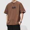 Camiseta de manga corta de verano para hombre de Guochao High Street con estampado de gran tamaño, holgada, de media manga, de algodón puro, de marca de moda
