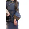 Materiales originales, baja tasa de devolución, nuevo cheongsam bordado estilo chino, vestido elegante vintage modificado para mujer de otoño e invierno