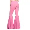 Pantalones Acampanados de Cintura Alta para Mujer Color Sólido Moda Plisados de Campana