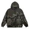 Moletom Cross-Border de Comércio Exterior Streetwear Retro Caveira com Capuz Moletom com Zíper Moletom com Capuz Gótico