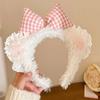 Diadema de Felpa con Lazo de Cuadros y Encaje para Mujer Otoño e Invierno Presión para el Cabello Diadema para Lavarse la Cara Pinza de Pelo con Corazón de Niña Tocado Nuevo
