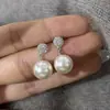 Pendientes Redondos de Perlas y Diamantes Estilo Fresco de Alta Gama Otoño e Invierno Retro Francés Pendientes Simples de Temperamento Nicho Nuevo Estilo para Mujeres