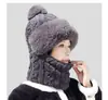 Gorro personalizable transfronterizo para mujer, gorro de punto cálido de invierno, calentador de cuello y máscara tres en uno, unisex, para uso en exteriores