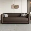 Pata de Gato Cuero Simple Ligero Apartamento Pequeño Sala de Estar Habitación de Alquiler Barbería Recepción Sofá Conveniente Doble Tres Personas