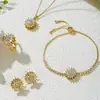 Collar para Mujer Transfronterizo Japonés y Coreano Juego de Girasol Cadena de Clavícula Giratoria Anillo Ins Estilo de Lujo