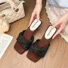 Sandalias Tejidas de Diseño Único sin Cierre para Mujer, Nueva Moda Verano 2026 Tacón Kitten Pantuflas Cómodas