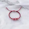 Pulseira DIY Trançada com Cordão Vermelho Cristal de Morango para Mulheres Design Simples Ins Nicho Cordão de Mão Flor de Pessegueiro Pulseira de Estudante
