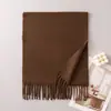 Bufanda Nueva Otoño Invierno Lana Lujo Ligero Gama Alta Moda Versátil Viento de Viaje Color Sólido Borla Chal
